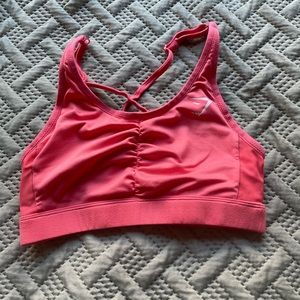 gymshark pink ruched v-neck training sports bra